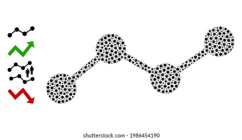 Vector chart icon coronavirus mosaic. Chart mosaic is composed of small coronavirus pathogen elements. Abstraction is done for clinic purposes.