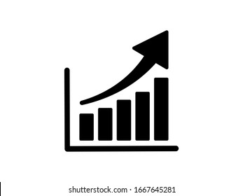 Vector chart icon. Graph growing up; movement; growth; progress; leap.
