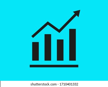 Vector chart icon. Graph growing up; movement; growth; progress; leap.