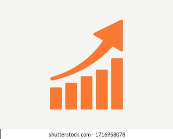 Vector chart icon. Graph growing up; movement; growth; progress; leap.