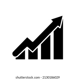 Vector chart icon. Graph growing up movement growth progress leap.