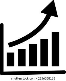 Vector chart icon. Graph growing up; movement; growth on white background..eps
