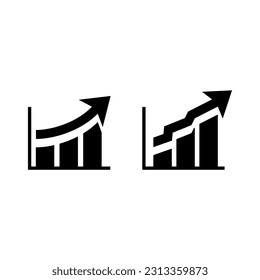 Vector chart icon. Graph growing up, movement, growth,  progress, leap.
