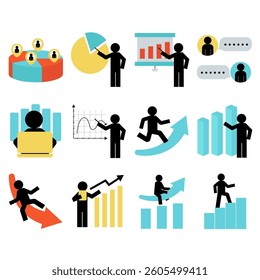 Vector  Chart Icons. Growing bar graph. Business graphs and charts icons. Statistics and analytics Statistic and data, charts