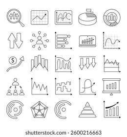 Vector  Chart Icons - outline.Growing bar graph. Business graphs and charts icons. Statistics and analytics Statistic and data, charts