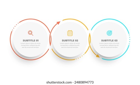  Vector chart illustrates business process with 3 steps or options. Ideal for project planning and workflow analysis.