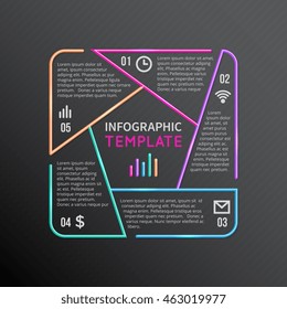 Vector chart infographic template business concept with 5 options parts, steps, processes