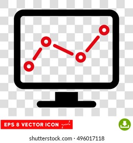 Vector Chart Monitoring EPS vector icon. Illustration style is flat iconic bicolor intensive red and black symbol on a transparent background.