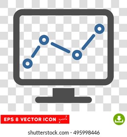Vector Chart Monitoring EPS vector pictogram. Illustration style is flat iconic bicolor cobalt and gray symbol on a transparent background.