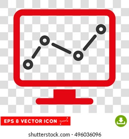 Vector Chart Monitoring EPS vector pictogram. Illustration style is flat iconic bicolor gray and intensive red symbol on a transparent background.