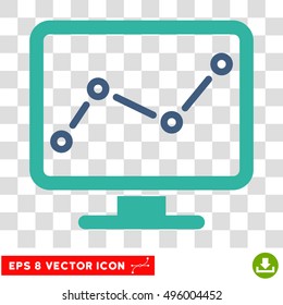 Vector Chart Monitoring EPS vector pictograph. Illustration style is flat iconic bicolor cobalt and cyan symbol on a transparent background.