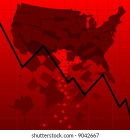 Vector chart representing crashing housing market in the U.S.