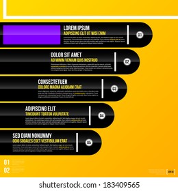 Vector chart template with five options on bright yellow background. EPS10