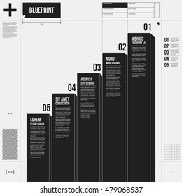 Vector chart template with five stages in draft style. EPS10
