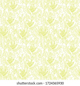 Vector chartreuse texture tropical leaves overall seamless pattern background