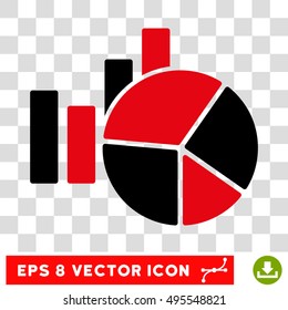 Vector Charts EPS vector icon. Illustration style is flat iconic bicolor intensive red and black symbol on a transparent background.
