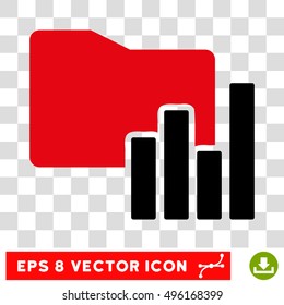 Vector Charts Folder EPS vector pictograph. Illustration style is flat iconic bicolor black and intensive red symbol on a transparent background.
