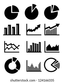 vector charts and graphs collection icons set