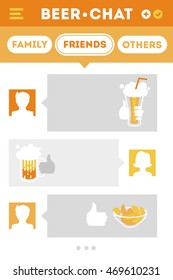 Vector chat box with speech bubbles. Invitation on a beer party in flat design