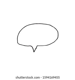 Vector chat comment in black lineart. Social media illustration on white isolated background hand drawn. Design for web, baners, stickers, wrapping paper, wallpaper, packaging and postcards.