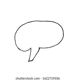 Vector chat comment in black lineart. Social media illustration on white isolated background hand drawn. Design for web, baners, stickers, wrapping paper, wallpaper, packaging and postcards.