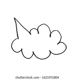 Vector chat comment in black lineart.Social media illustration on white isolated background hand drawn.Design for web,baners, stickers,wrapping paper,wallpaper,packaging and postcards.