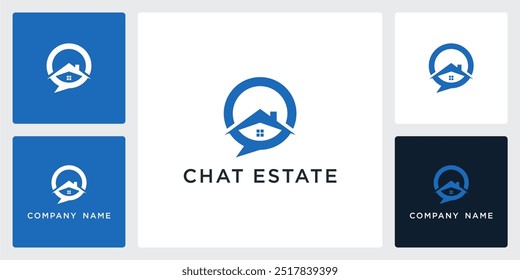 Vector de icono de chat estate y Plantilla de diseño de logotipo