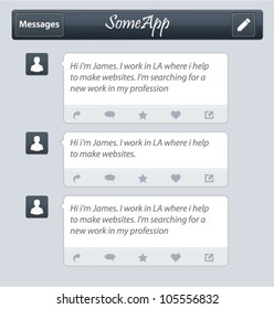 Vector chat frames: message boxes for your text in grey color