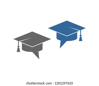 Vector Chat Graduation Hat Sign Symbol Icon Logo Design Inspiration