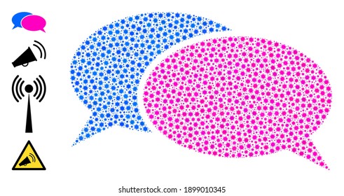 Vector chat icon coronavirus collage. Chat mosaic is designed with small coronavirus infection elements. Abstraction is designed for doctor purposes.
