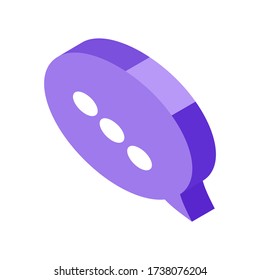 Vector Chat Icon in flat isometric 3d style isolated. Speech bubble symbol usable for web site design, logo, app, UI, posters. Vector illustration, EPS10.