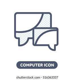 Vector chat icon messenger in line style. Computer, network and mobile devices. Network connections. Advertisements, signs, stickers, web banners, web sites. Isolated on a white background