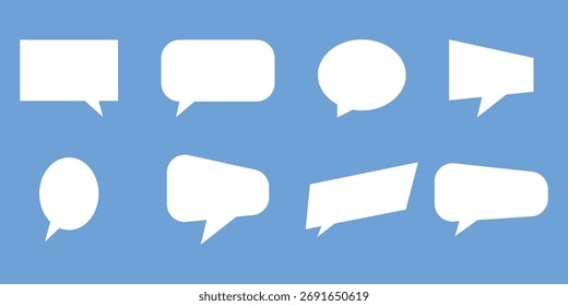Vector chatbox iconos sobre fondo azul aislado. Iconos de caja de masaje de Vector establecidos en la página azul. Iconos de caja de masaje de color blanco en la página blanca. Conjuntos de caja de masaje modernos de color blanco. EPS 10. 