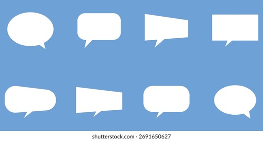Vector chatbox iconos sobre fondo azul aislado. Iconos de caja de masaje de Vector establecidos en la página azul. Iconos de caja de masaje de color blanco en la página blanca. Conjuntos de caja de masaje modernos de color blanco. EPS 10. 