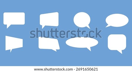 Vector chatbox icons on isolated blue background. Vector massage box icons set on blue page. white colour massage box icons on white page. White colour modern massage box sets. EPS 10. 