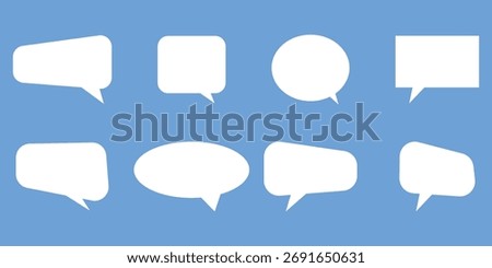 Vector chatbox icons on isolated blue background. Vector massage box icons set on blue page. white colour massage box icons on white page. White colour modern massage box sets. EPS 10. 