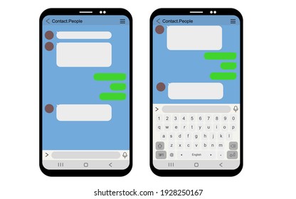 Vector Chatting Screen With Keyboard In Mobile Communication Illustration