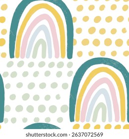 Vector Cheater Quilt Pattern with Rainbows and Patchwork in Pastel Colors