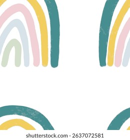 Vector Cheater Quilt Pattern with Rainbows and Patchwork in Pastel Colors