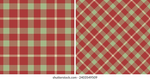 Vector check background of fabric textile plaid with a tartan seamless pattern texture. Set in christmas colors. Latest trends in modern everyday fashion prints.