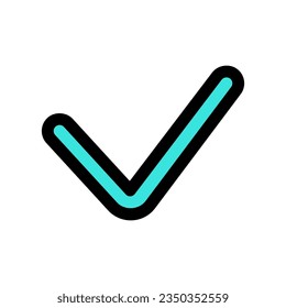 Vector check checkmark verify mark icon. Black, white background. Perfect for app and web interfaces, infographics, presentations, marketing, etc.