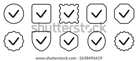 Vector check checkmark verify mark icon. Perfect for app and web interfaces, infographics, presentations, marketing, etc.