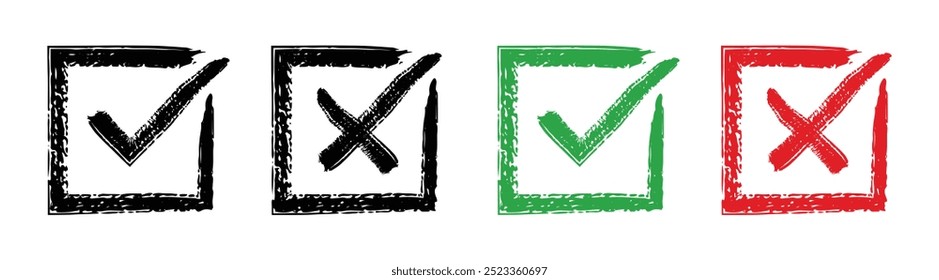 Comprobación De Vector Y Marca Cruzada Con Estilo Grunge
