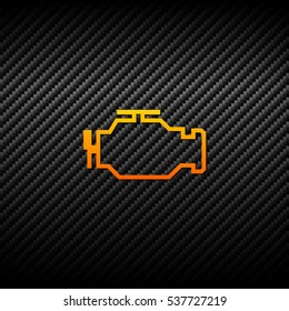 Vector check engine icon on carbon background