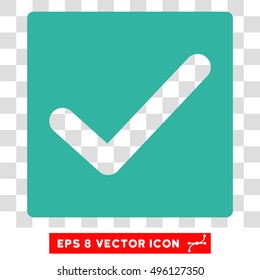 Vector Check EPS vector icon. Illustration style is flat iconic cyan symbol on a transparent background.