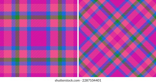 Vector check fabric. Background textile tartan. Seamless pattern texture plaid in set.