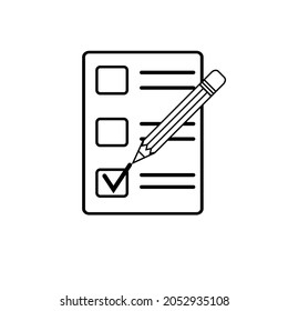 Vector of check list icon in flat style. To-do list, survey, exam concepts, etc. Checklist paper and pencil illustration