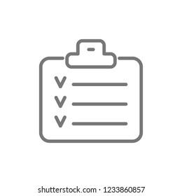 Vector check list, planner, schedule, notebook line icon. Symbol and sign illustration design. Isolated on white background
