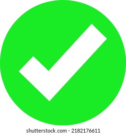 Vector check mark button in green circle icon