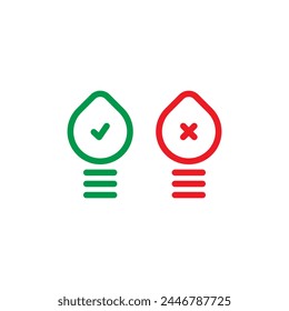 vector check mark and cancel signs. green check sign, red cancel sign
